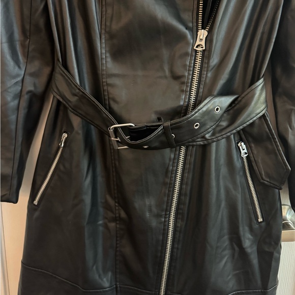 FRENCH CONNECTION Etta Vegan Leather Belted Mini Dress Size 12 - Picture 5 of 9